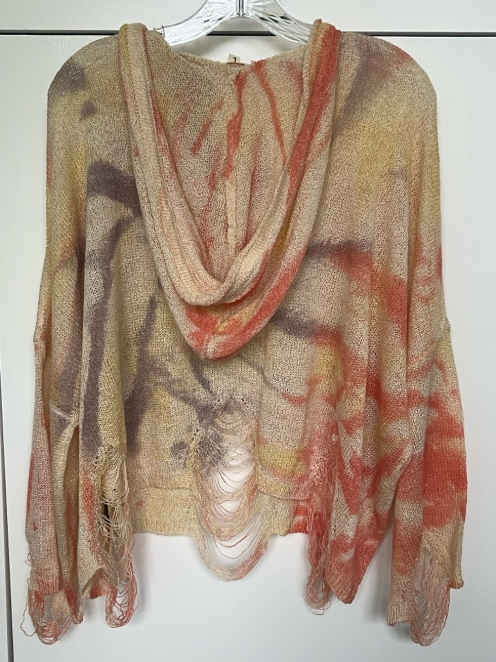 POL Tie-Dye Hooded Lightweight Distressed Sweater - Picture 3 of 6